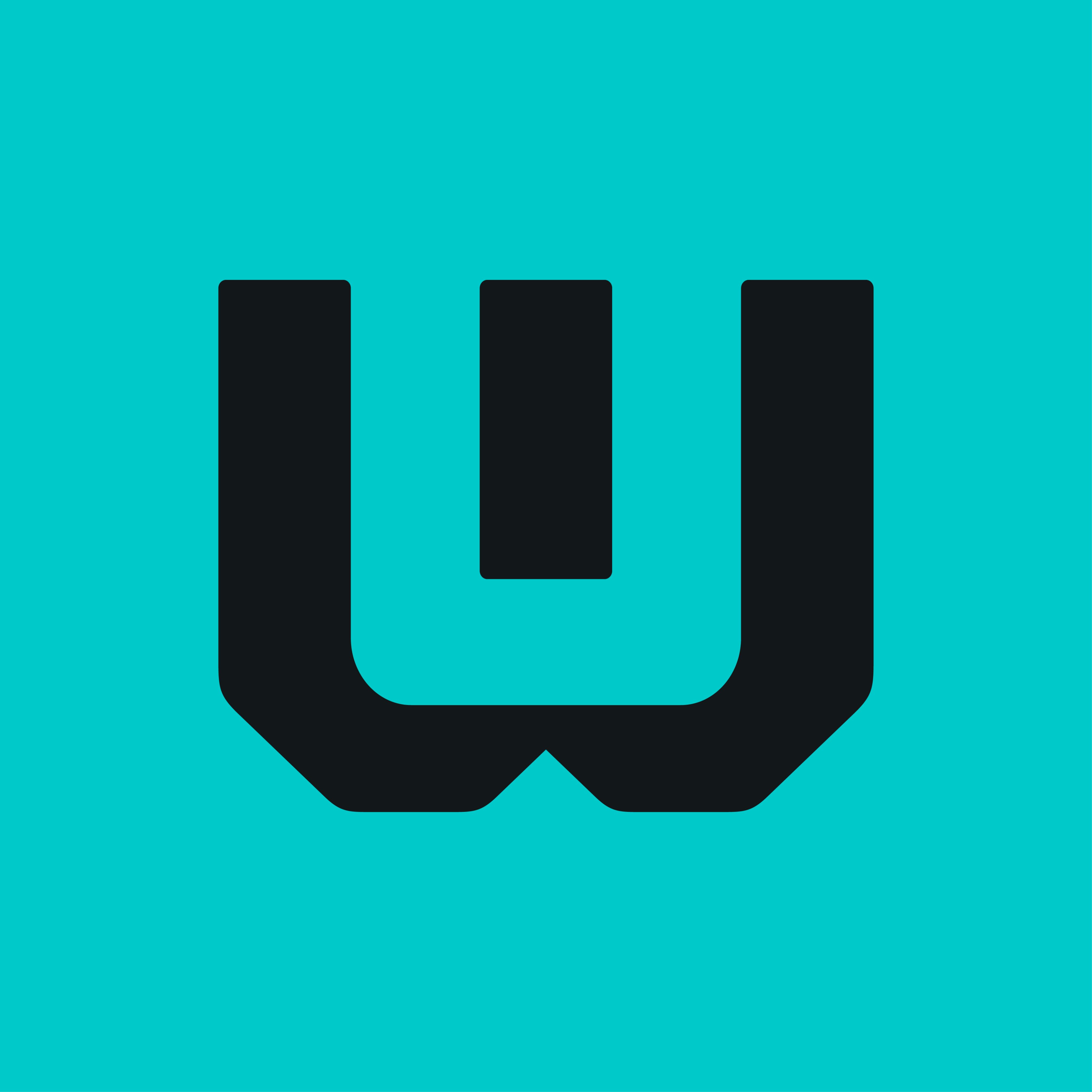 Teal square with dark grey Terrawatt  W icon showing as a power on button